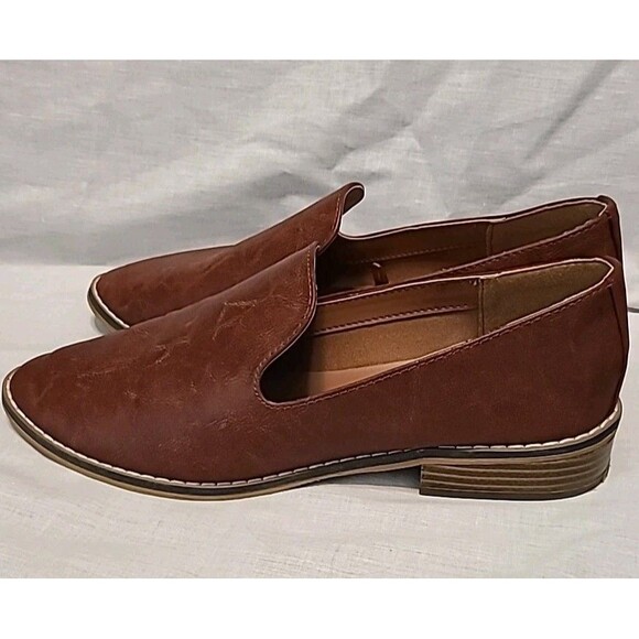 Indigo Rd Brown Cognac Tan Camel Hopeful Slip On Faux Leather Loafer Flat Shoe 9 - Picture 3 of 7